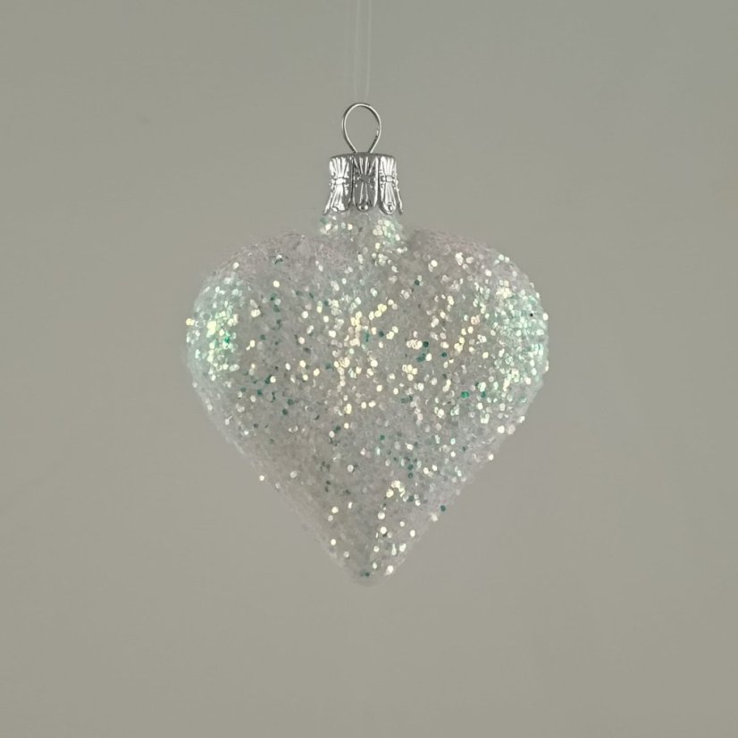 Valentínske trblietavé srdiečko biele