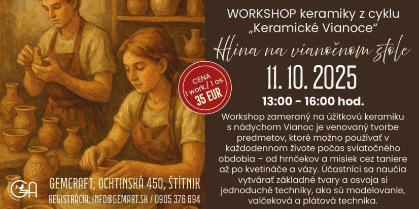 51011-Keramischer Workshop für Erwachsene - Ton auf dem Weihnachtstisch, GemCraft Schild