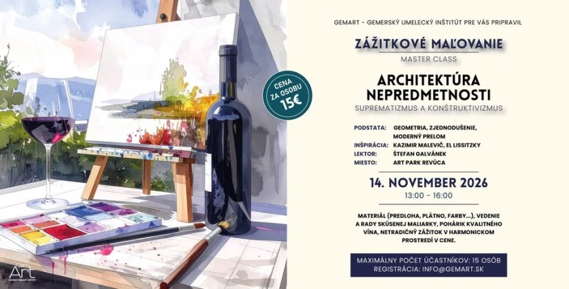 Zážitkové maľovanie "Architektúra nepredmetnosti" - Suprematizmus z 3. cyklu CESTA MODERNY, Revúca